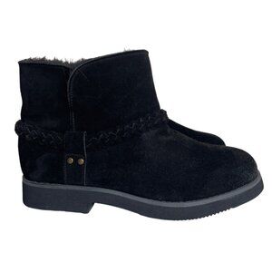 Macy's Style & Co Kaii Black Suede Leather Faux Fur Booties Women's Size 8